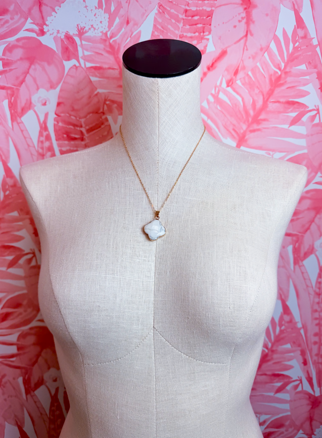 Howlite Clover Pendant Necklace *Final Sale*
