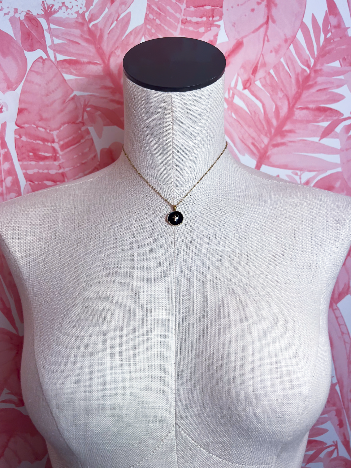 Circle of Faith Pendant Necklace in Black *Final Sale*