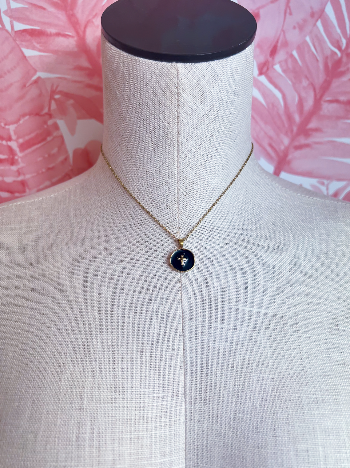 Circle of Faith Pendant Necklace in Black *Final Sale*