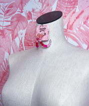 Pretty in Pink Beaded Hoop Earrings  *Final Sale*