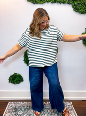 Fresh Picked Stripe Top in Hunter Green