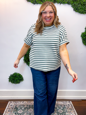 Fresh Picked Stripe Top in Hunter Green