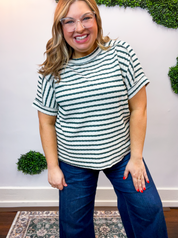 Fresh Picked Stripe Top in Hunter Green