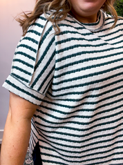 Fresh Picked Stripe Top in Hunter Green