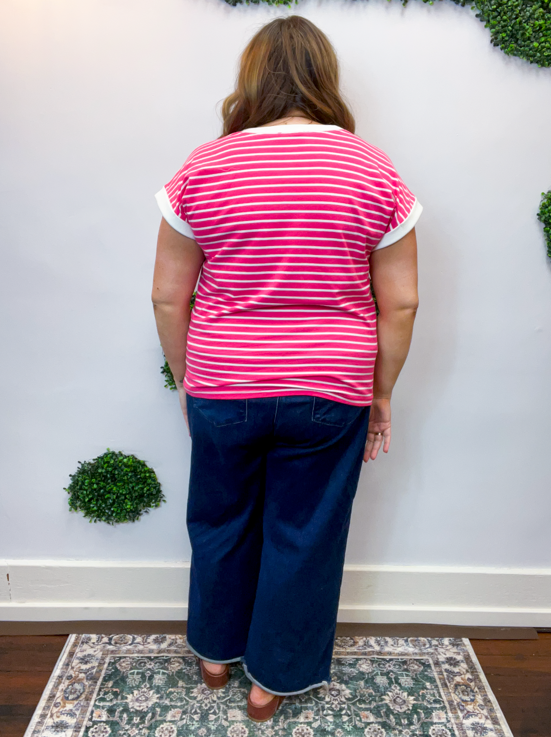 Stripe It Lucky Tee in Hot Pink