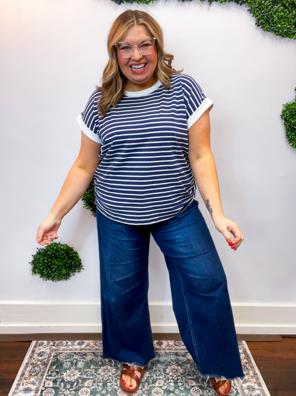 Stripe It Lucky Tee in Navy