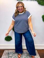 Stripe It Lucky Tee in Navy