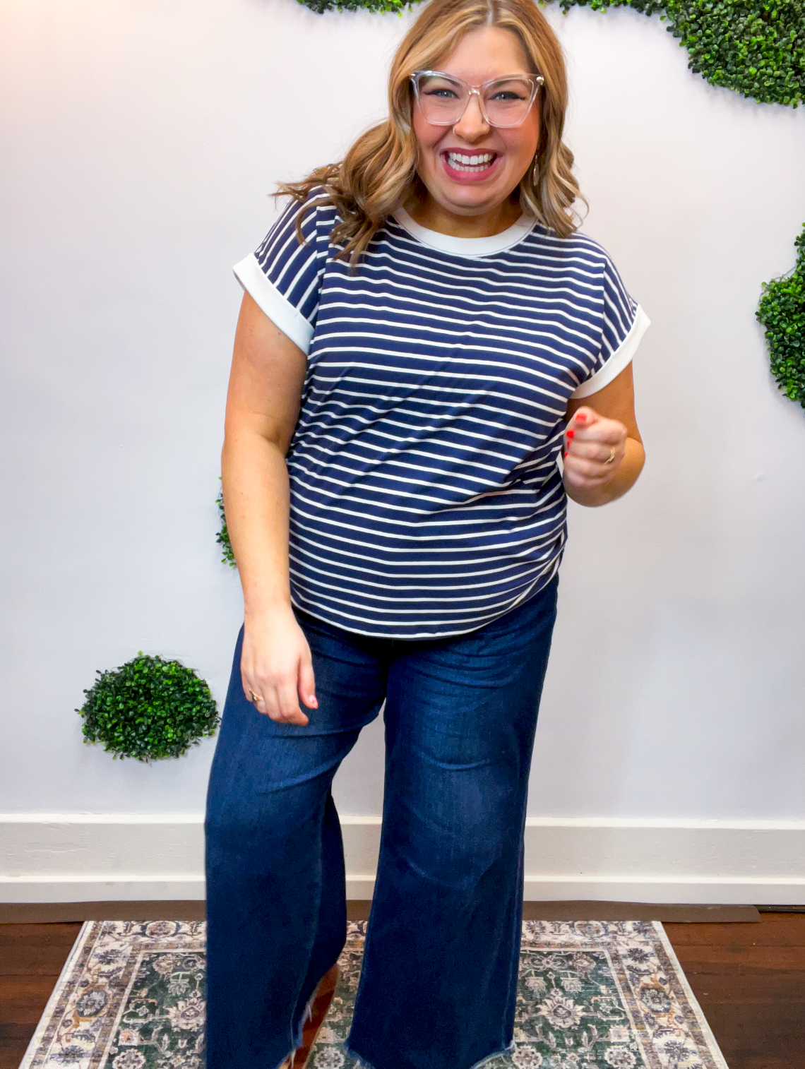 Stripe It Lucky Tee in Navy