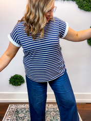 Stripe It Lucky Tee in Navy