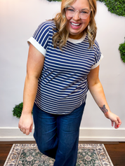 Stripe It Lucky Tee in Navy