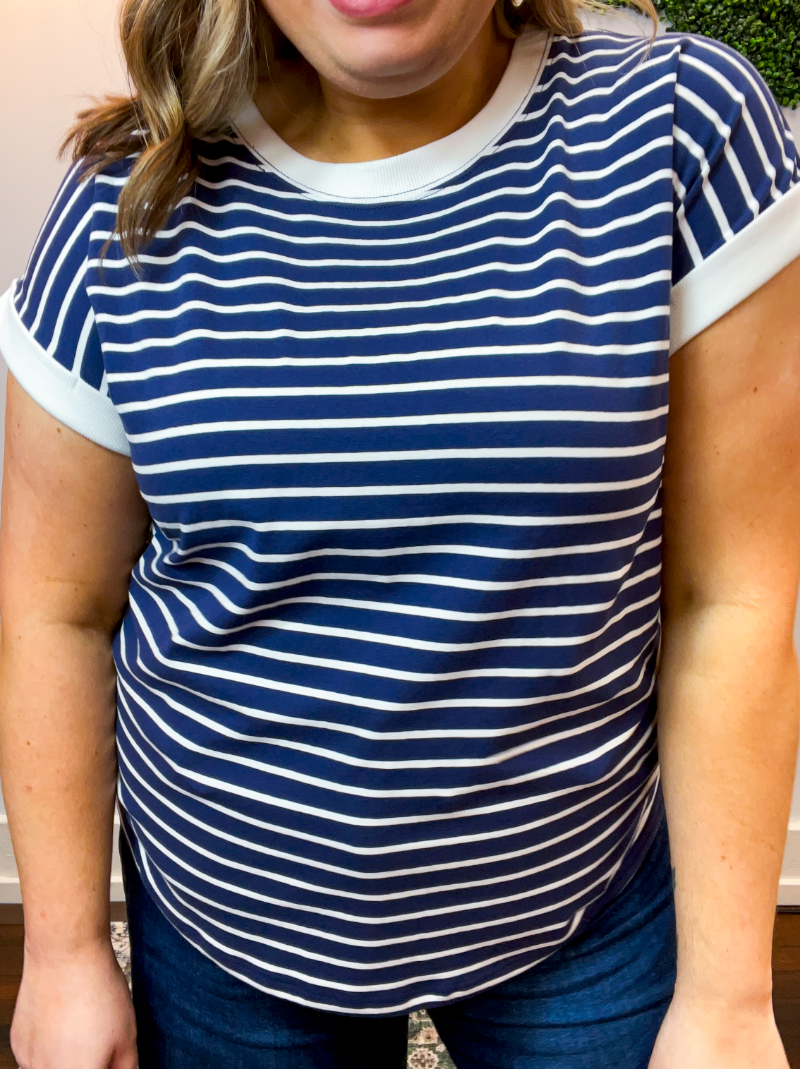 Stripe It Lucky Tee in Navy