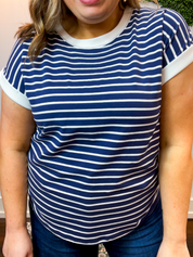 Stripe It Lucky Tee in Navy