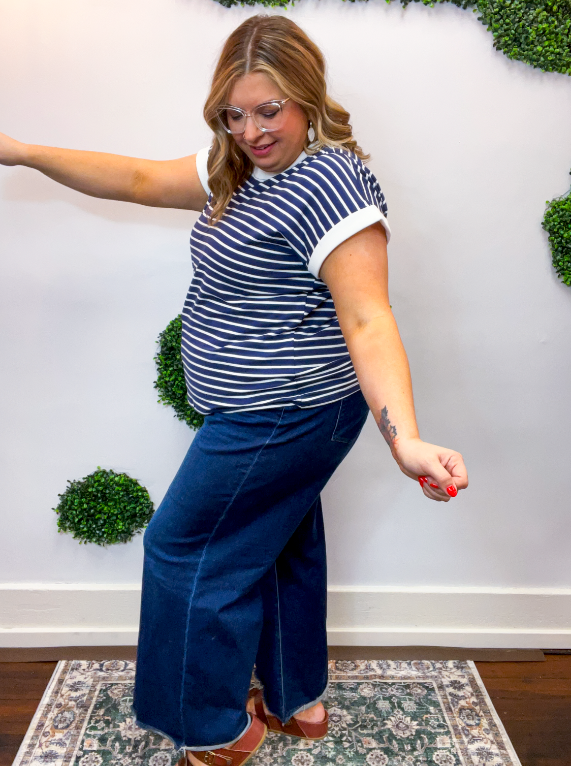 Stripe It Lucky Tee in Navy
