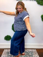 Stripe It Lucky Tee in Navy