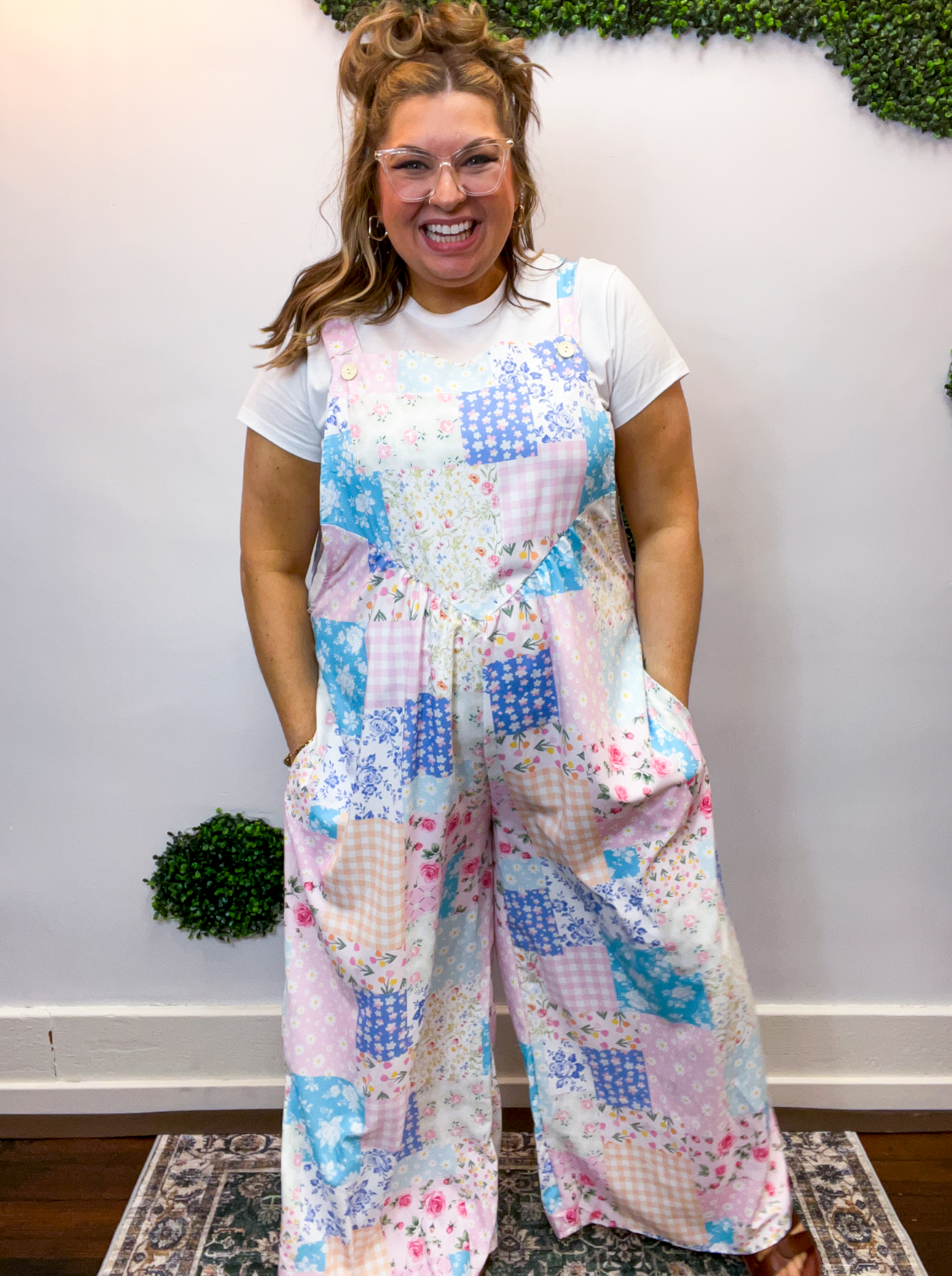 Pretty Little Patches Wide Leg Overalls