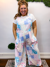Pretty Little Patches Wide Leg Overalls