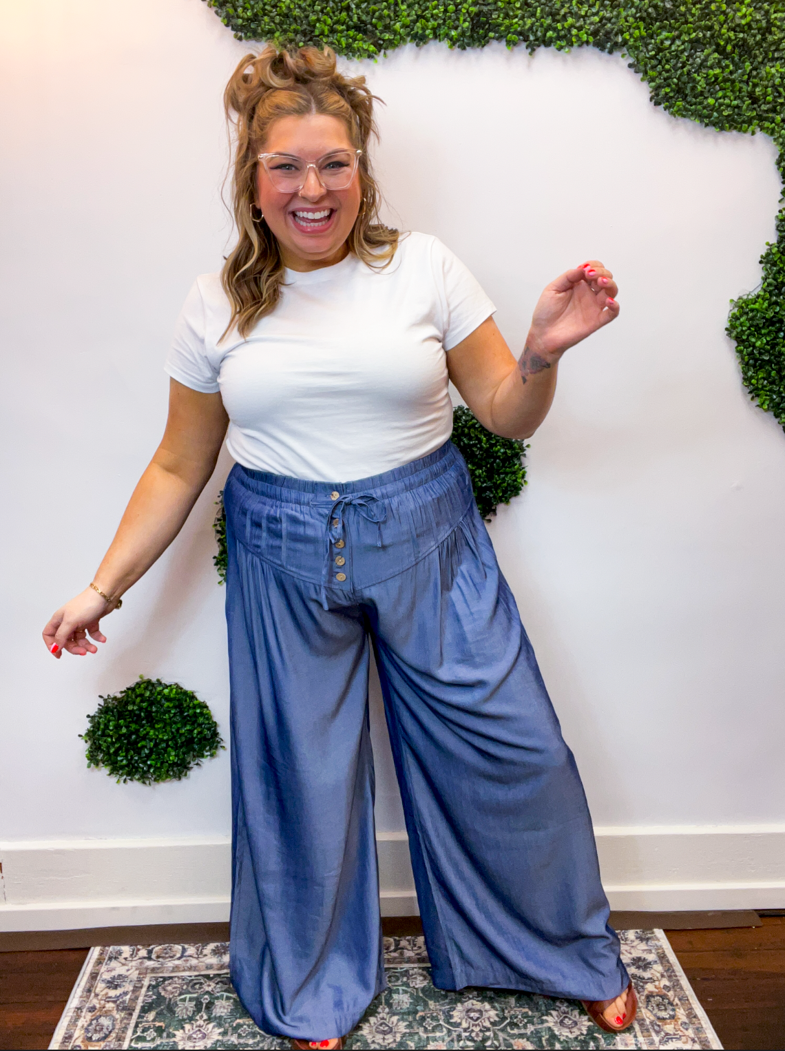Easy Breezy Chambray Wide Leg Pants