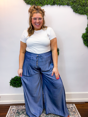 Easy Breezy Chambray Wide Leg Pants