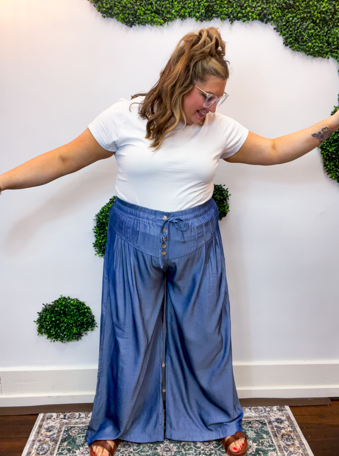 Easy Breezy Chambray Wide Leg Pants