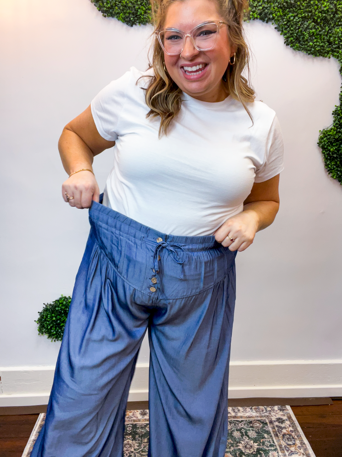 Easy Breezy Chambray Wide Leg Pants