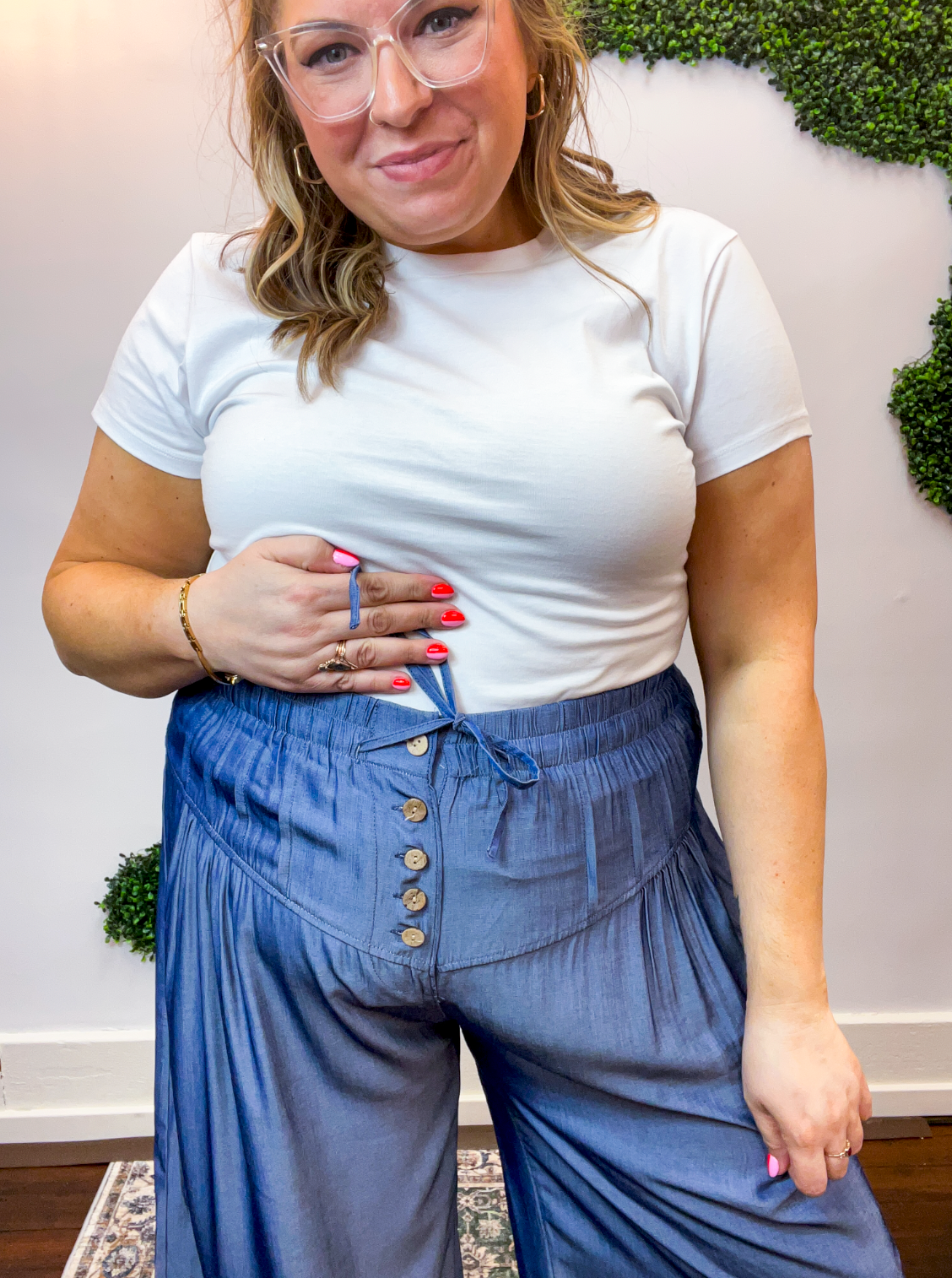 Easy Breezy Chambray Wide Leg Pants