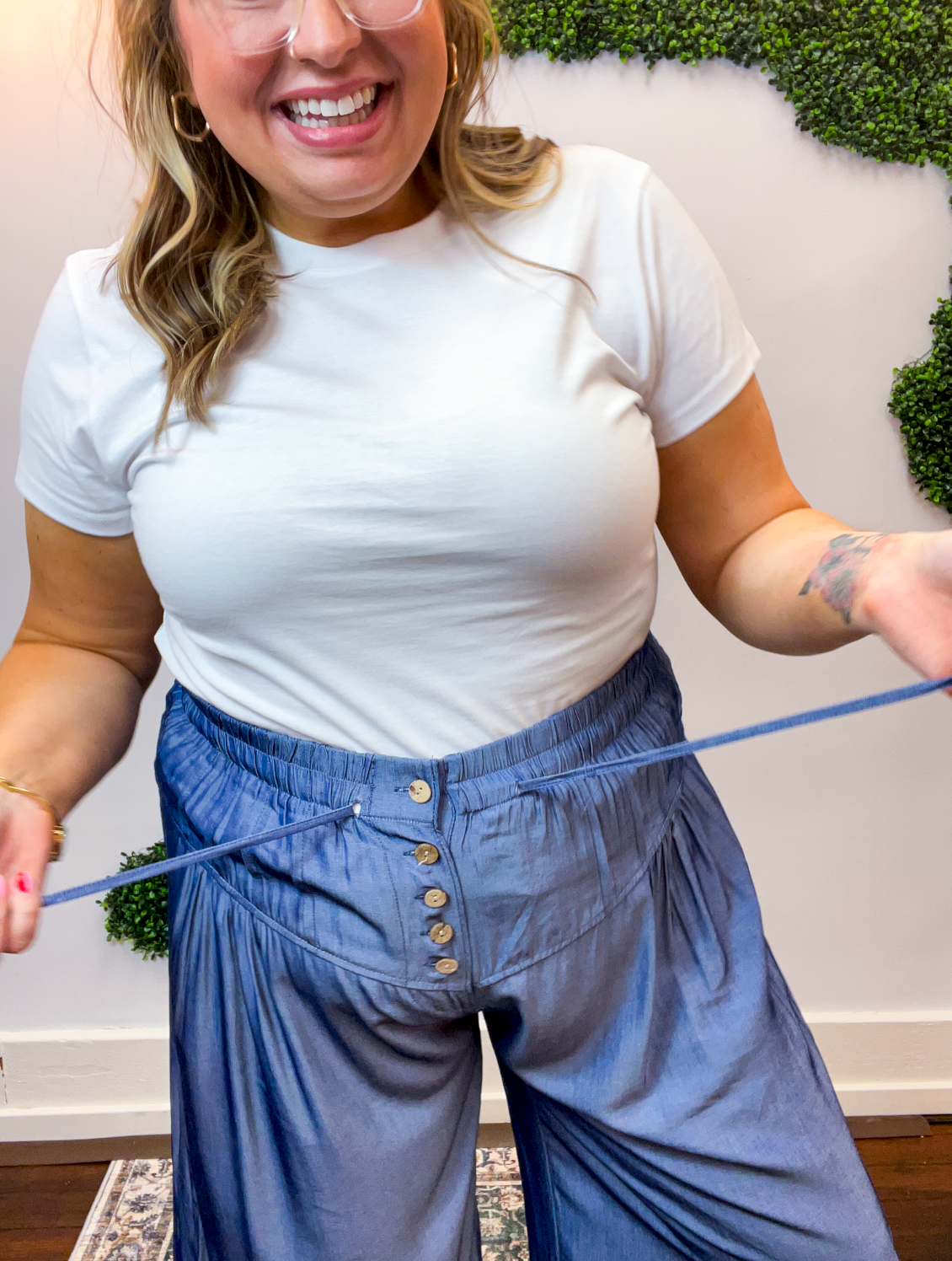Easy Breezy Chambray Wide Leg Pants