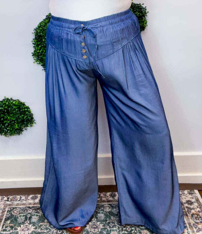 Easy Breezy Chambray Wide Leg Pants