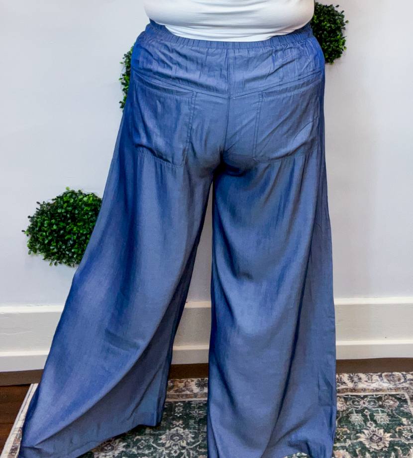 Easy Breezy Chambray Wide Leg Pants
