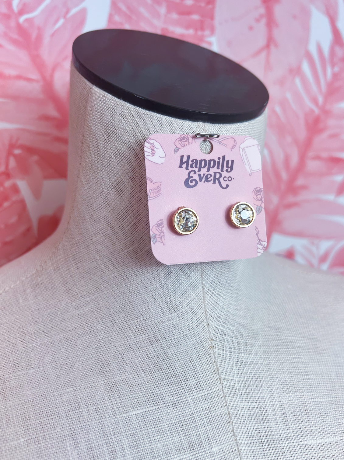 Circle Medium Stone Stud Earrings *Final Sale*