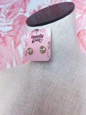 Circle Medium Stone Stud Earrings *Final Sale*