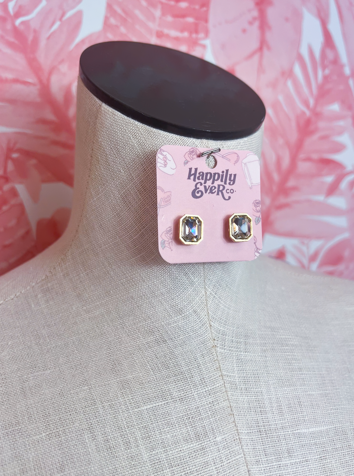 Rectangle Medium Stone Stud Earrings *Final Sale*