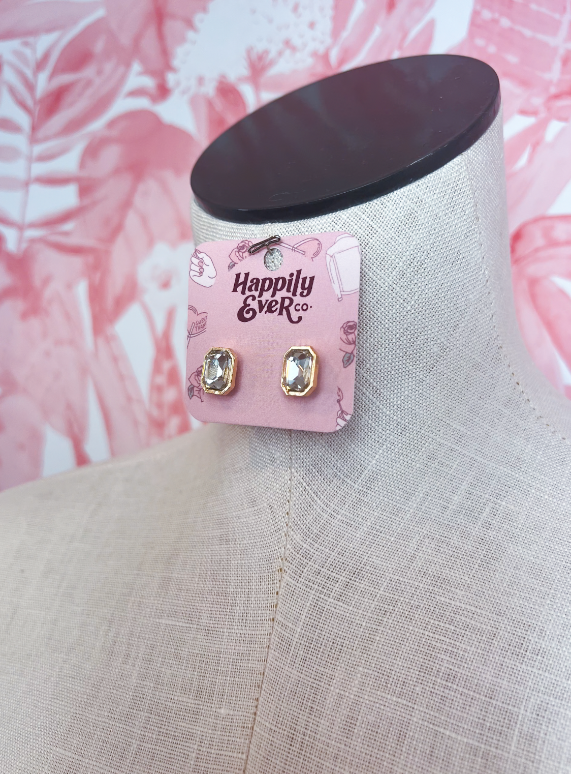 Rectangle Medium Stone Stud Earrings *Final Sale*