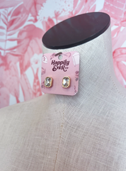 Rectangle Medium Stone Stud Earrings *Final Sale*