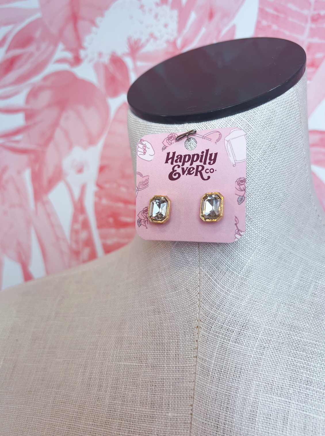Rectangle Medium Stone Stud Earrings *Final Sale*