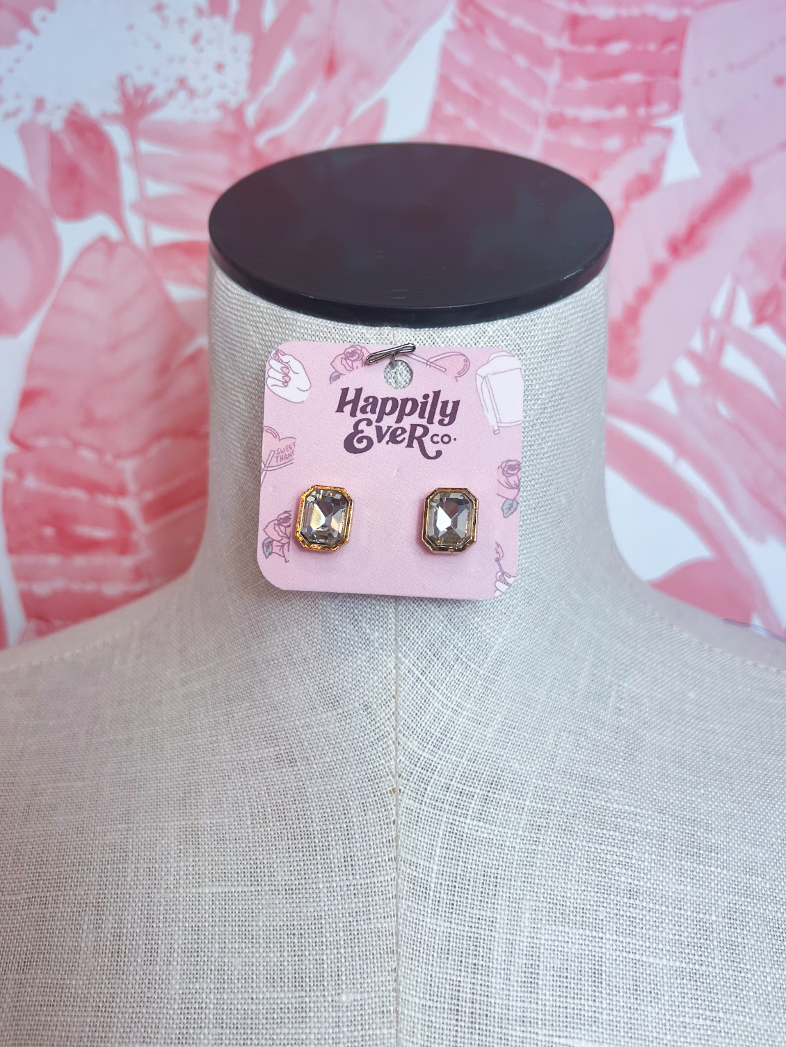 Rectangle Medium Stone Stud Earrings *Final Sale*