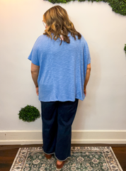Featherlight Oversized Hacci Top in Cornflower Blue