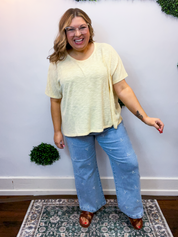 Featherlight Oversized Hacci Top in Butter Yellow