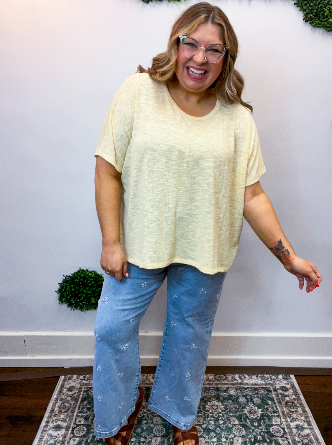 Featherlight Oversized Hacci Top in Butter Yellow