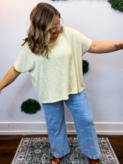 Featherlight Oversized Hacci Top in Butter Yellow