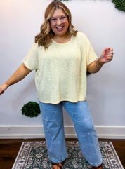 Featherlight Oversized Hacci Top in Butter Yellow