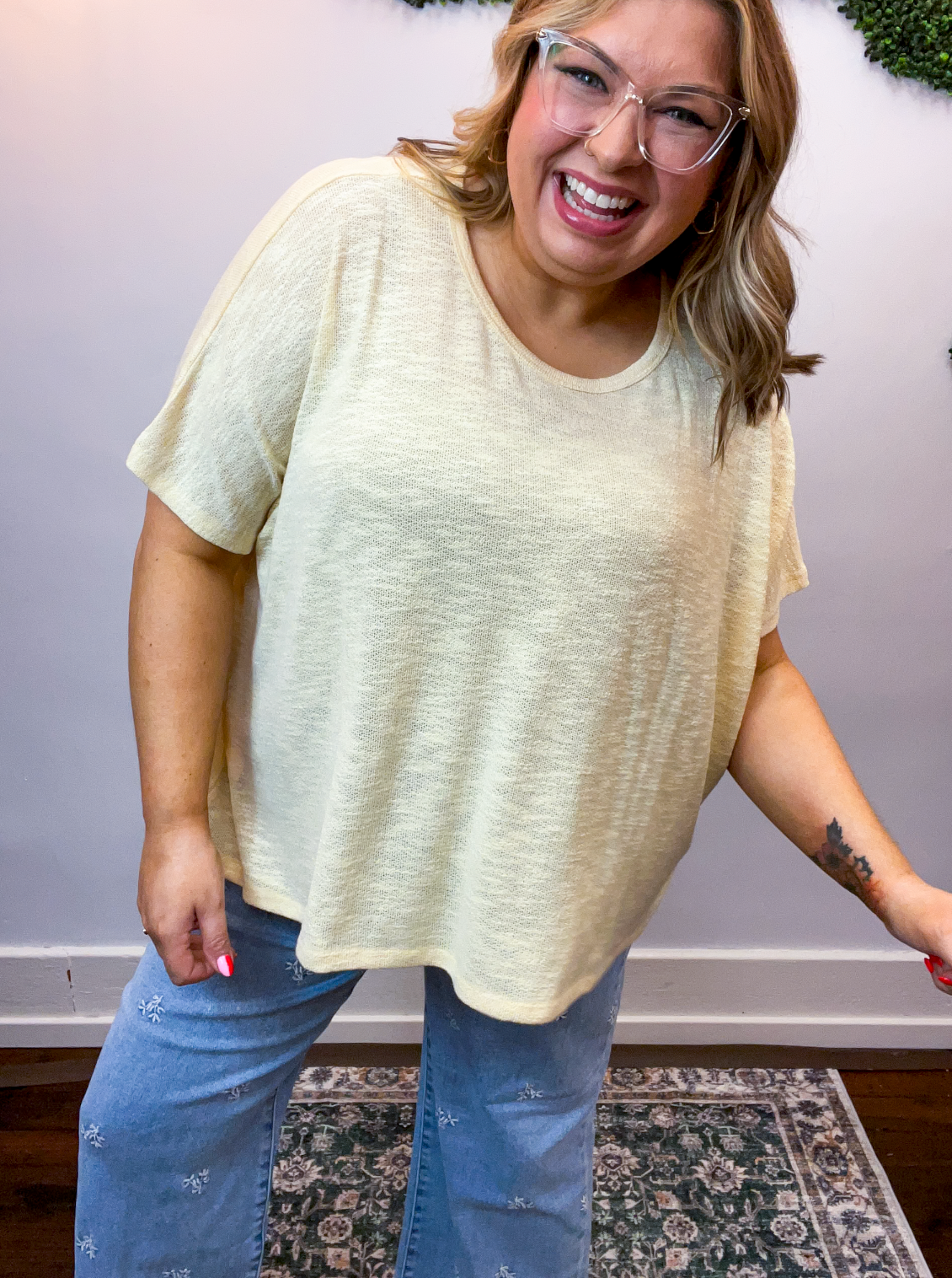 Featherlight Oversized Hacci Top in Butter Yellow