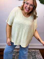Featherlight Oversized Hacci Top in Butter Yellow