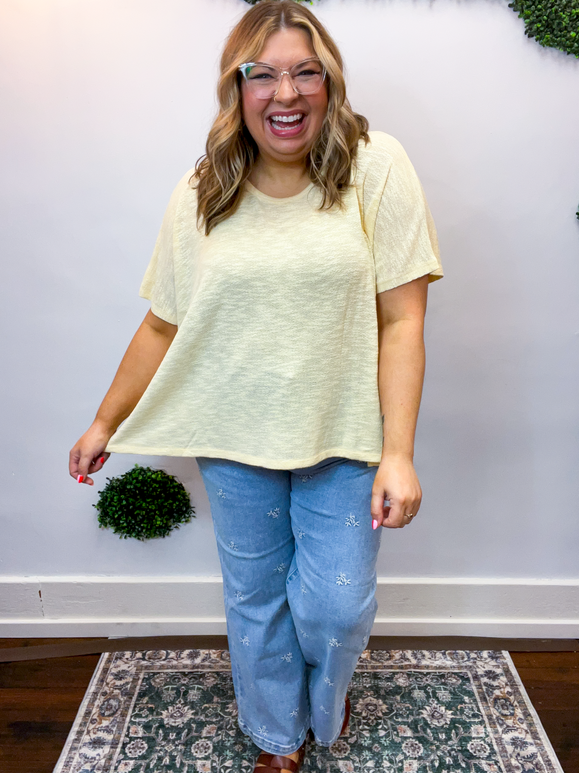 Featherlight Oversized Hacci Top in Butter Yellow