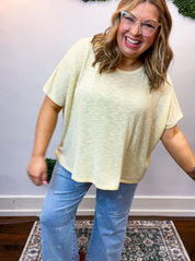 Featherlight Oversized Hacci Top in Butter Yellow