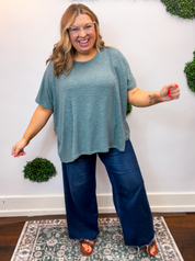 Featherlight Oversized Hacci Top in Jade