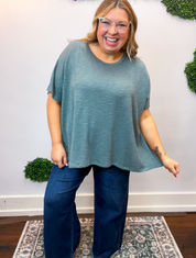 Featherlight Oversized Hacci Top in Jade