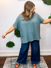 Featherlight Oversized Hacci Top in Jade