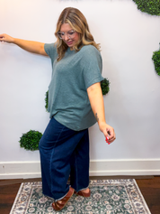 Featherlight Oversized Hacci Top in Jade