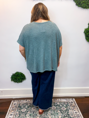 Featherlight Oversized Hacci Top in Jade