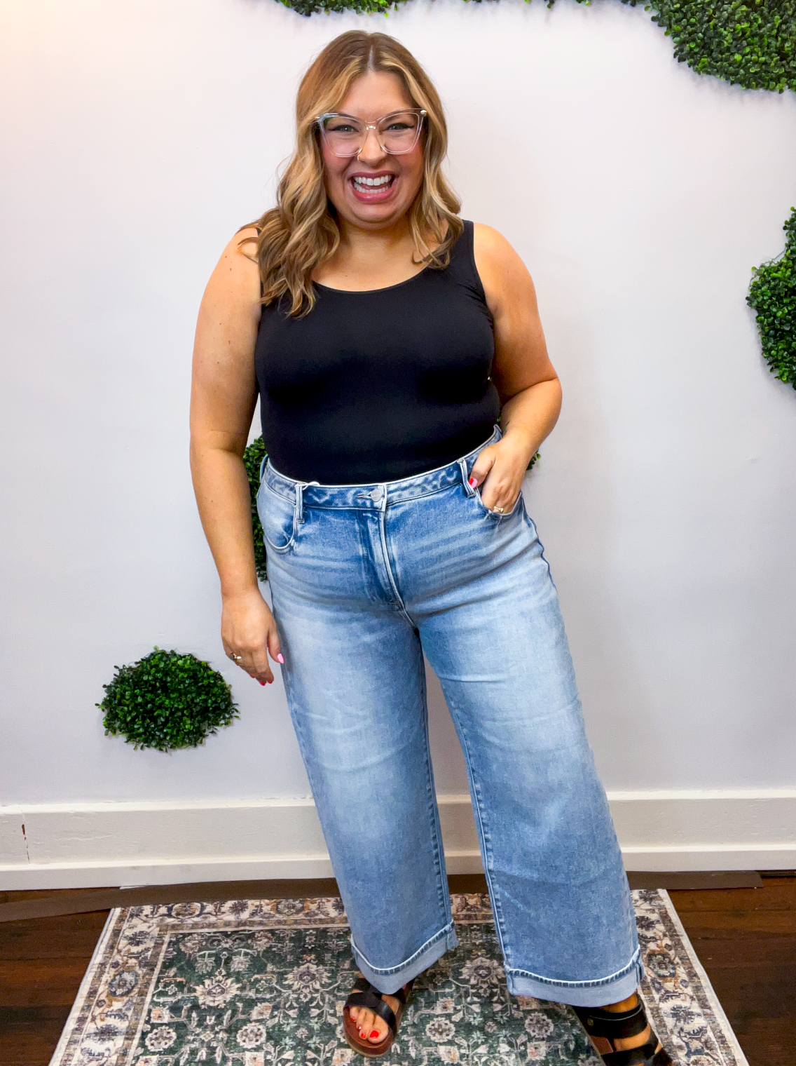 Risen | High Rise Ankle Boyfriend Turn Up Cuffed Jeans in Light Wash